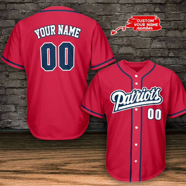 New England Patriots Personalized Baseball Jersey 001