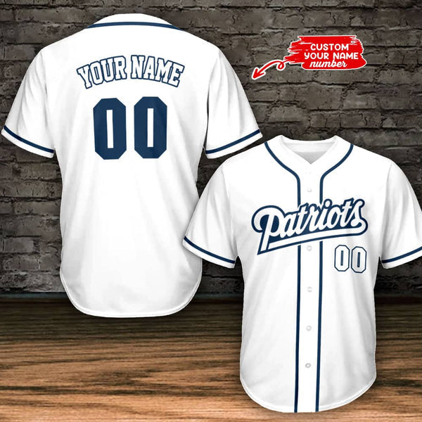 New England Patriots Personalized Baseball Jersey 001
