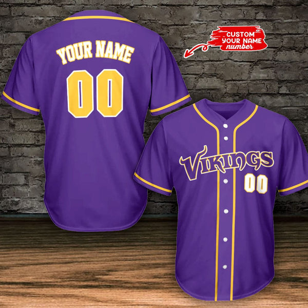 Minnesota Vikings Personalized Baseball Jersey 026