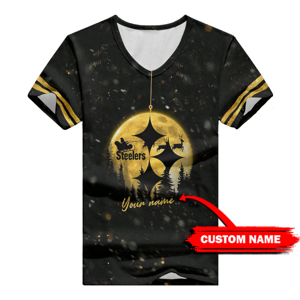 Pittsburgh Steelers 1 (99) Personalized V-neck Women T-shirt
