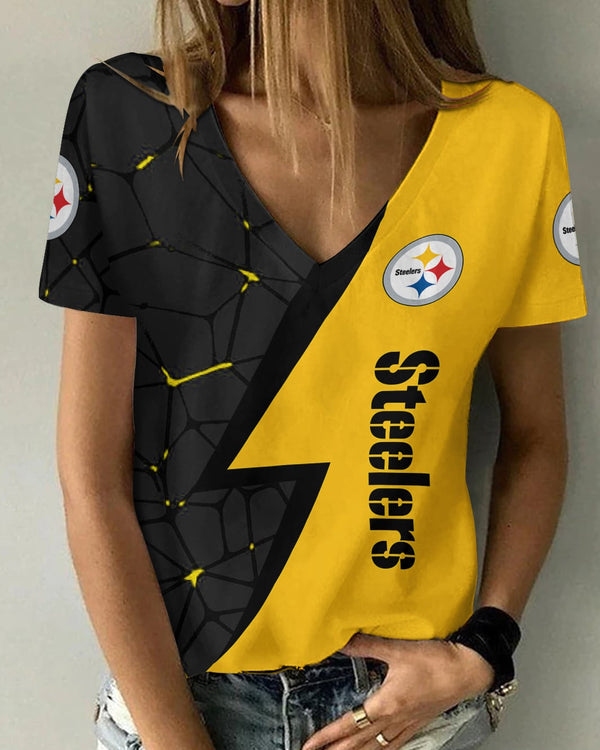 Pittsburgh Steelers 1 (35) Personalized V-neck Women T-shirt