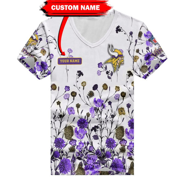 Minnesota Vikings 1 (14) Personalized V-neck Women T-shirt
