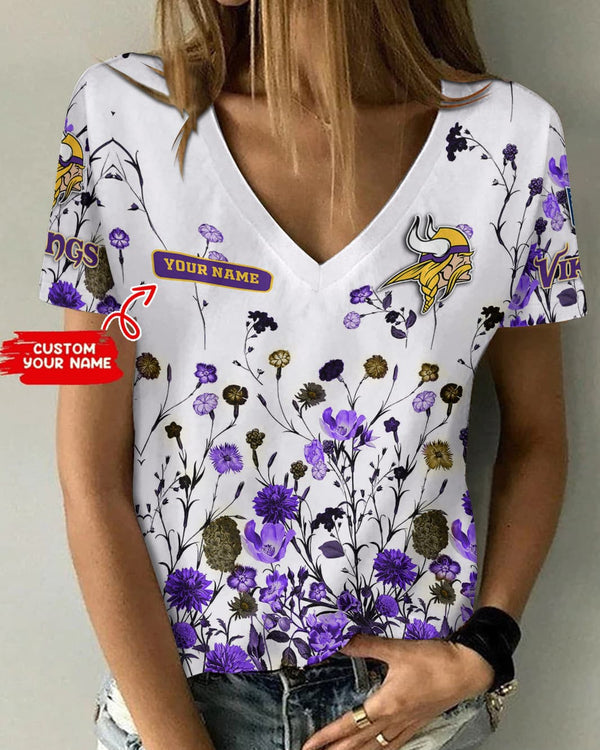 Minnesota Vikings 1 (14) Personalized V-neck Women T-shirt