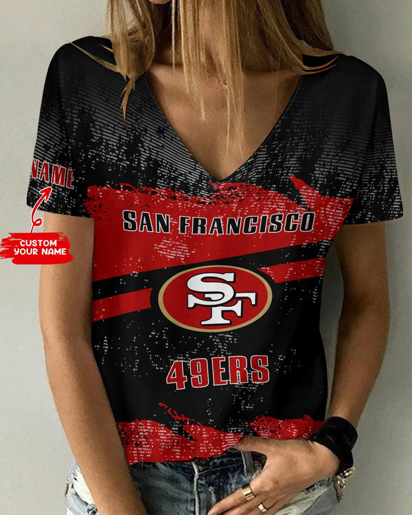 San Francisco 49ers 1 (50) Personalized V-neck Women T-shirt