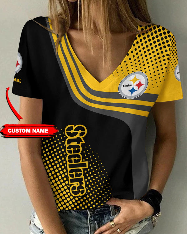 Pittsburgh Steelers 1 (54) Personalized V-neck Women T-shirt