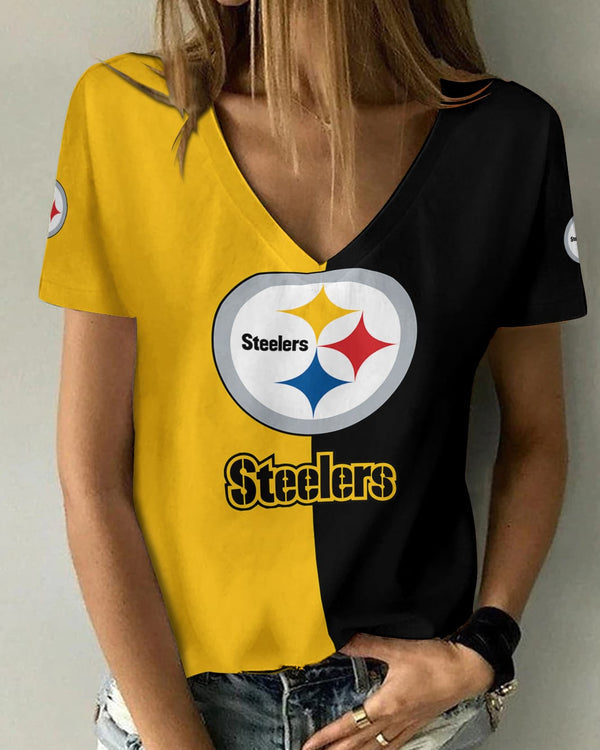 Pittsburgh Steelers 1 (58) Personalized V-neck Women T-shirt