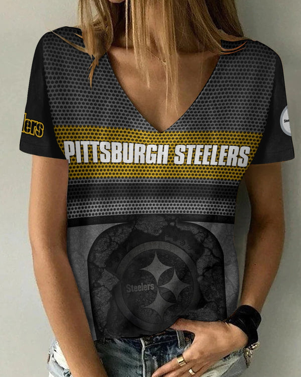 Pittsburgh Steelers 1 (59) Personalized V-neck Women T-shirt