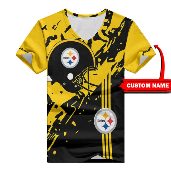 Pittsburgh Steelers 1 (70) Personalized V-neck Women T-shirt
