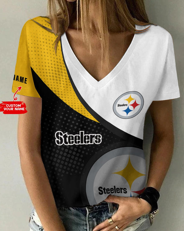 Pittsburgh Steelers 1 (72) Personalized V-neck Women T-shirt