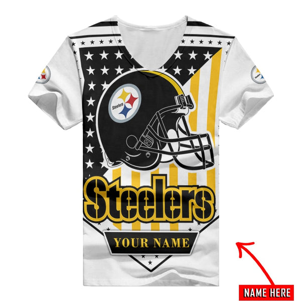 Pittsburgh Steelers 1 (81) Personalized V-neck Women T-shirt
