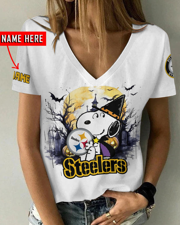 Pittsburgh Steelers 1 (87) Personalized V-neck Women T-shirt