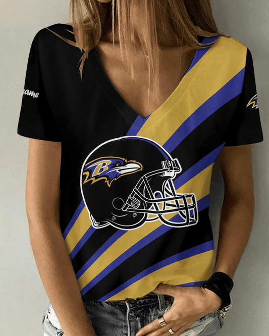 Baltimore Ravens 1 (1) Personalized V-neck Women T-shirt