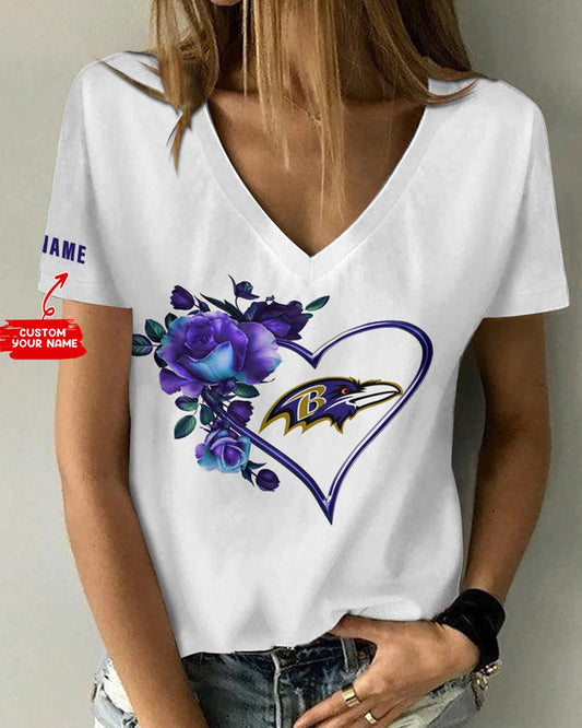 Baltimore Ravens 1 (7) Personalized V-neck Women T-shirt