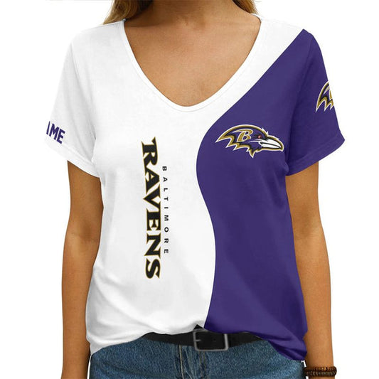 Baltimore Ravens 1 (8) Personalized V-neck Women T-shirt