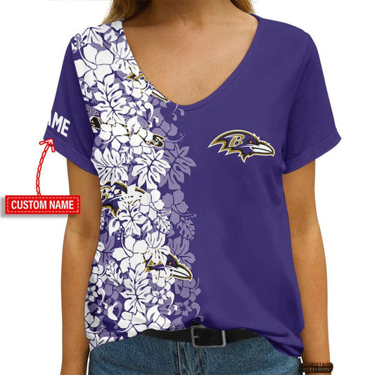 Baltimore Ravens 1 (11) Personalized V-neck Women T-shirt