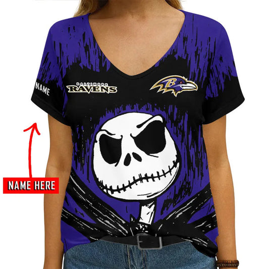 Baltimore Ravens 1 (17) Personalized V-neck Women T-shirt