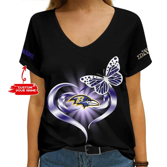 Baltimore Ravens 1 (3) Personalized V-neck Women T-shirt
