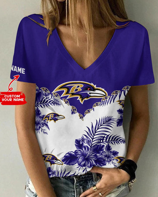Baltimore Ravens 1 (24) Personalized V-neck Women T-shirt