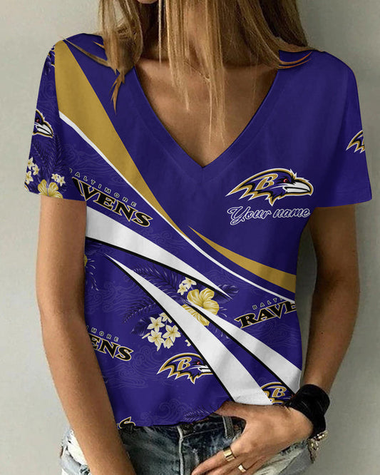 Baltimore Ravens 1 (4) Personalized V-neck Women T-shirt