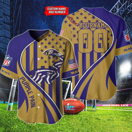 Baltimore Ravens Personalized Baseball Jersey 025