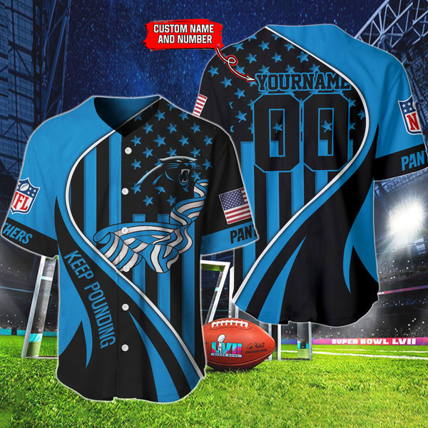 Carolina Panthers Personalized Baseball Jersey 004