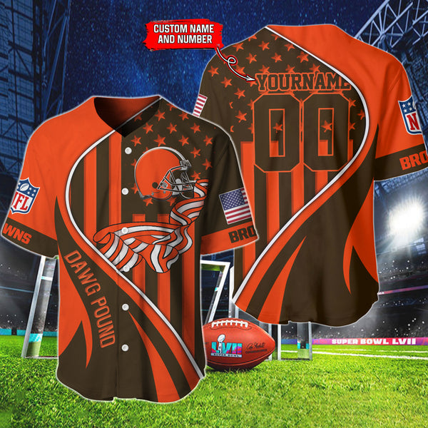 Cleveland Browns Personalized Baseball Jersey 007