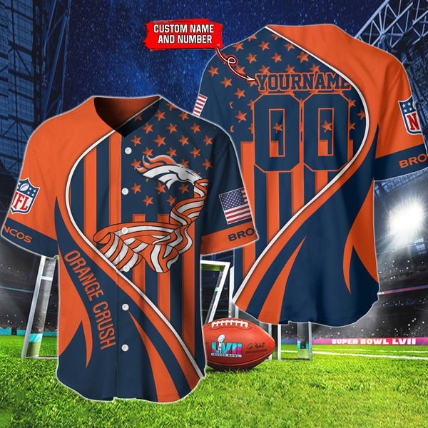 Denver Broncos Personalized Baseball Jersey 009
