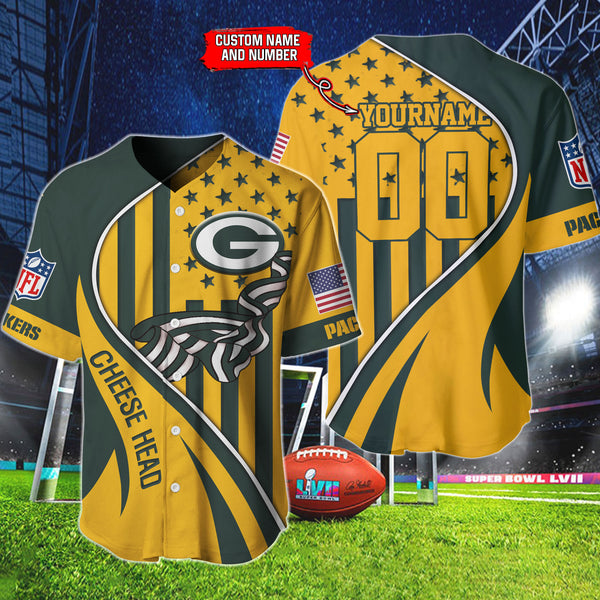 Green Bay Packers Personalized Baseball Jersey 003