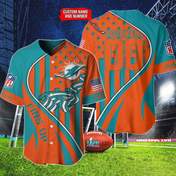 Miami Dolphins Personalized Baseball Jersey 003
