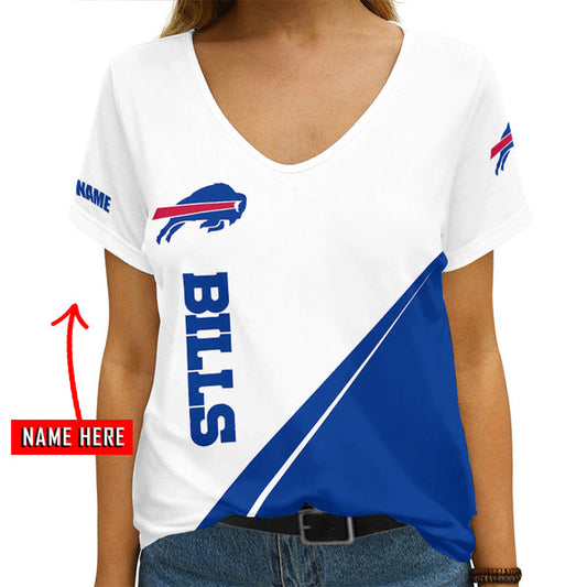 Buffalo Bills 1 (75) Personalized V-neck Women T-shirt