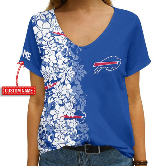 Buffalo Bills 1 (76) Personalized V-neck Women T-shirt