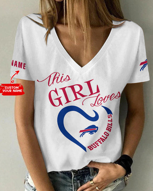 Buffalo Bills 1 (87) Personalized V-neck Women T-shirt