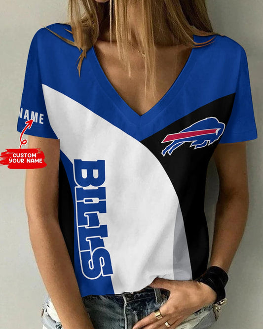 Buffalo Bills 1 (36) Personalized V-neck Women T-shirt