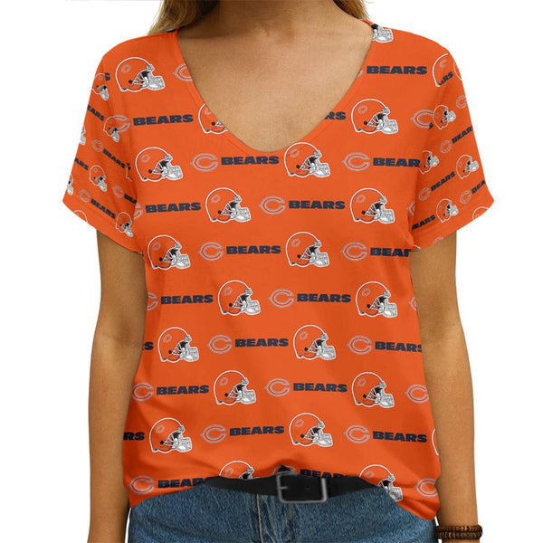 Chicago Bears 1 (8) Personalized V-neck Women T-shirt