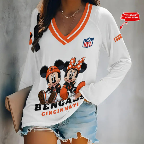 Cincinnati Bengals 1 (62) Personalized V-neck Women long sleeves T-shirt