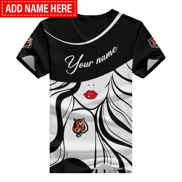 Cincinnati Bengals 1 (18) Personalized V-neck Women T-shirt