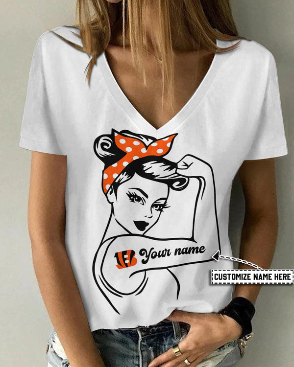 Cincinnati Bengals 1 (39) Personalized V-neck Women T-shirt