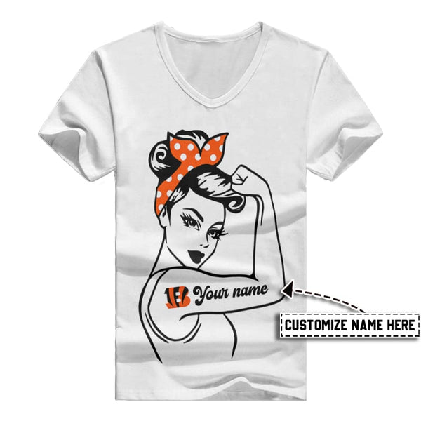 Cincinnati Bengals 1 (39) Personalized V-neck Women T-shirt