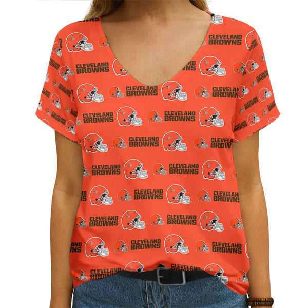 Cleveland Browns 1 (6) Personalized V-neck Women T-shirt