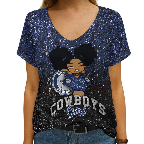 Dallas Cowboys 1 (159) Personalized V-neck Women T-shirt