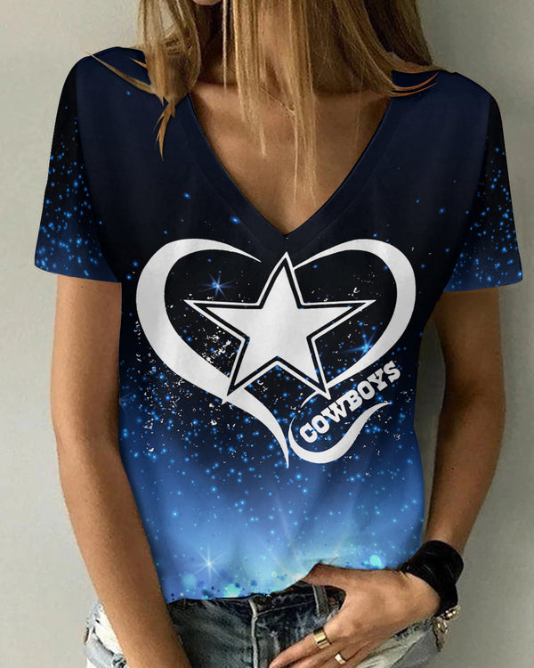 Dallas Cowboys 1 (207) Personalized V-neck Women T-shirt