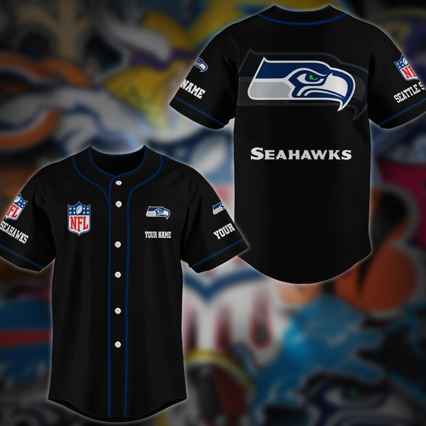 Seattle Seahawks Personalized Baseball Jersey 007