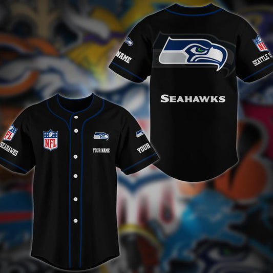 Seattle Seahawks Personalized Baseball Jersey 007