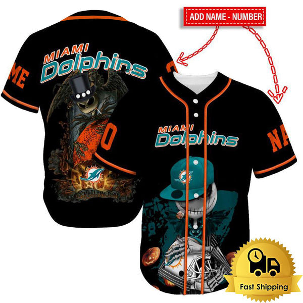 Miami Dolphins Personalized Baseball Jersey 014