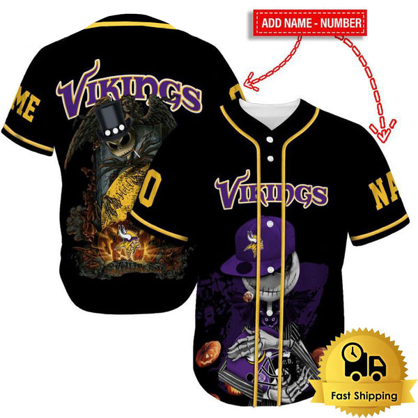 Minnesota Vikings Personalized Baseball Jersey 004