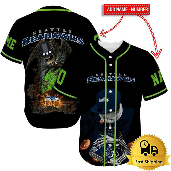 Seattle Seahawks Personalized Baseball Jersey 019