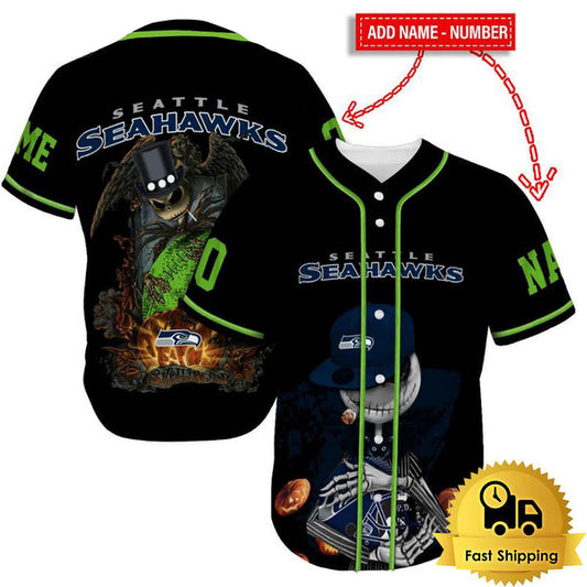 Seattle Seahawks Personalized Baseball Jersey 019