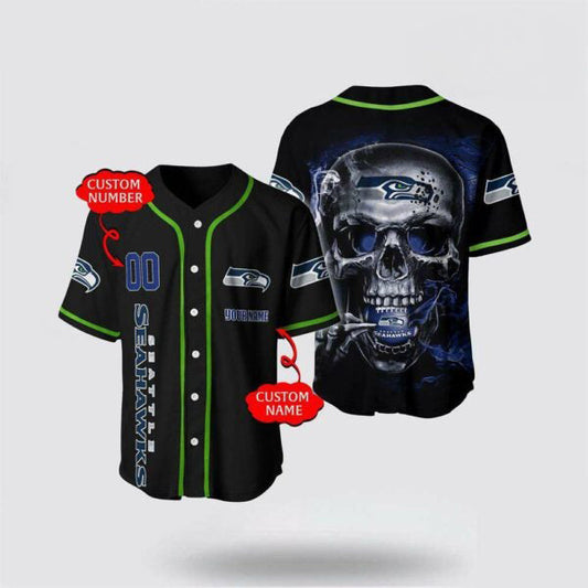 Seattle Seahawks Personalized Baseball Jersey 023