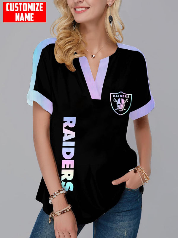 Las Vegas Raiders Fashion Short Sleeve V-Neck Shirt 7