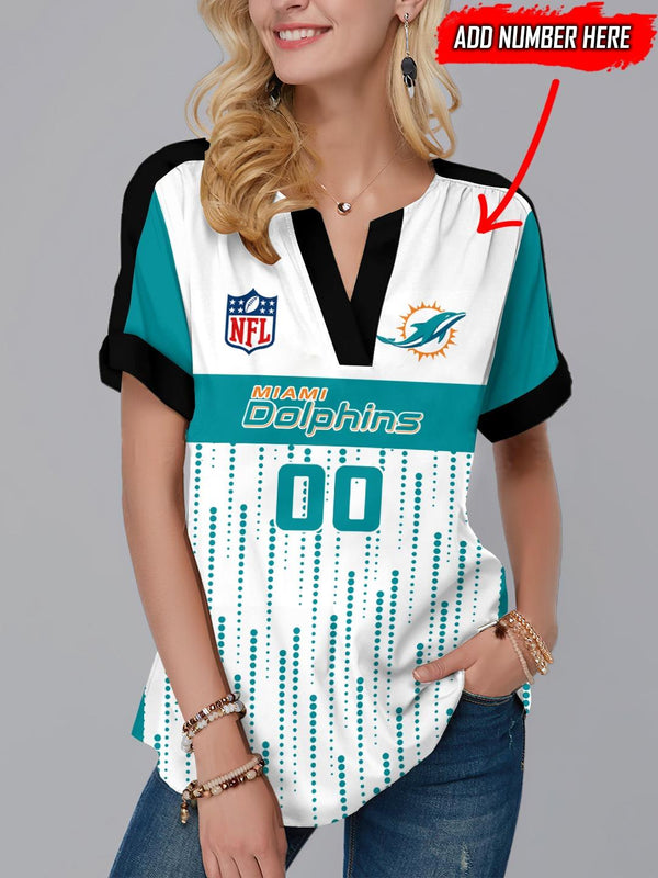 Miami Dolphins Fashion Short Sleeve V-Neck Shirt 3
